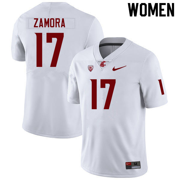 Women #17 JP Zamora Washington State Cougars College Football Jerseys Sale-White